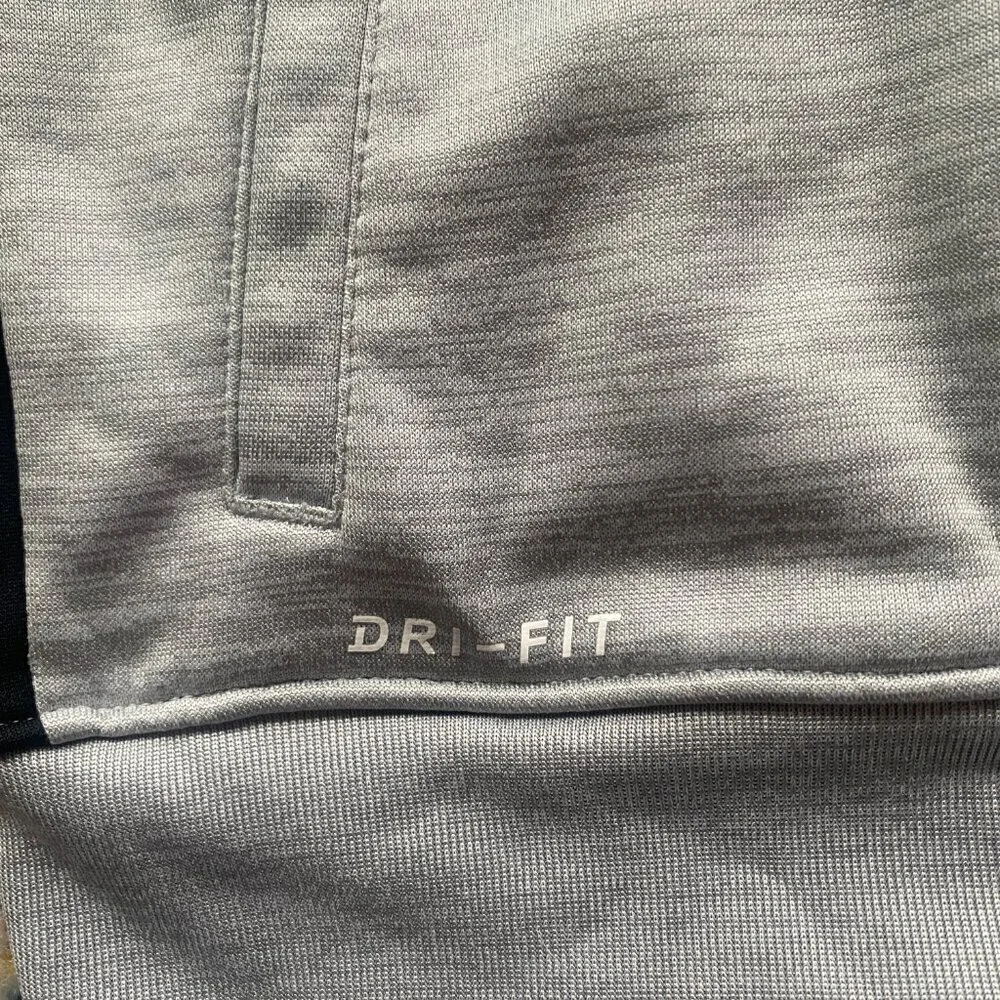 Nike Hoodie Boys 5 Small Gray Black Full Zip Dri Fit